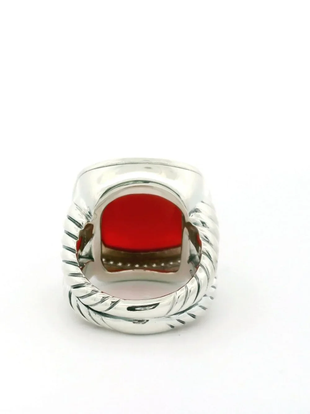 David Yurman Sterling Albion Carnelian Diamond Ring - Size 7
